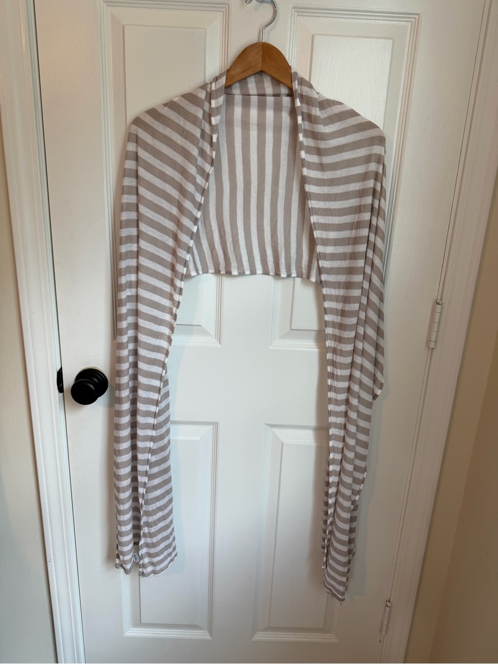 Old Navy Taupe and White Striped Lightweight Wrap, Scarf